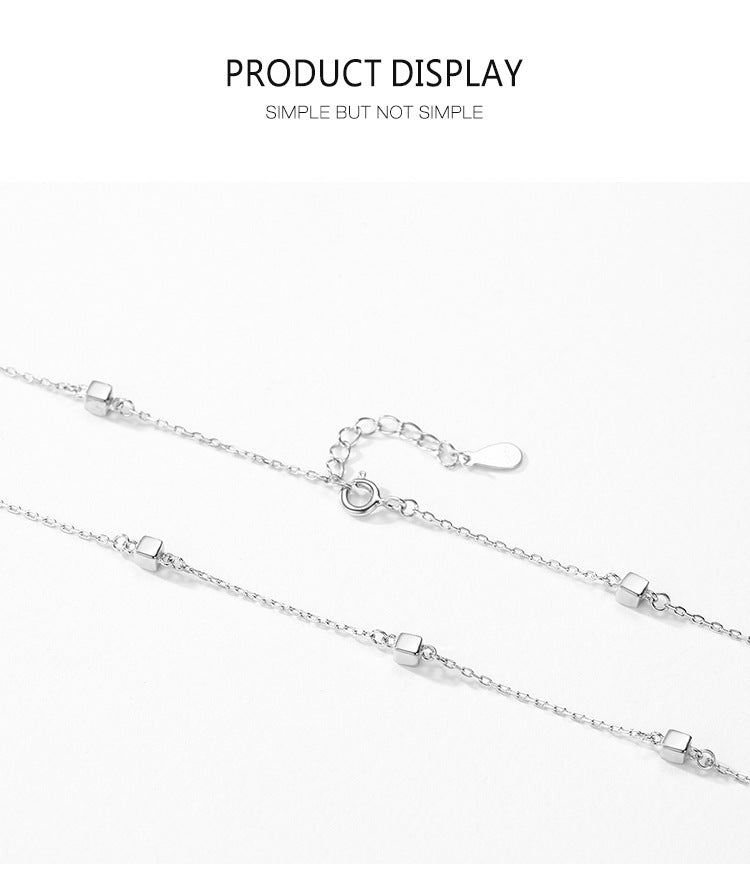Collier Vintage en forme de Cube de sucre carré, chaîne de clavicule, Design d'intérêt particulier, haut sens