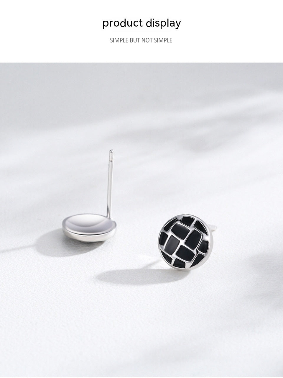 S925 Sterling Silver Round Black Dripping Stud Earrings Women's European And American Style