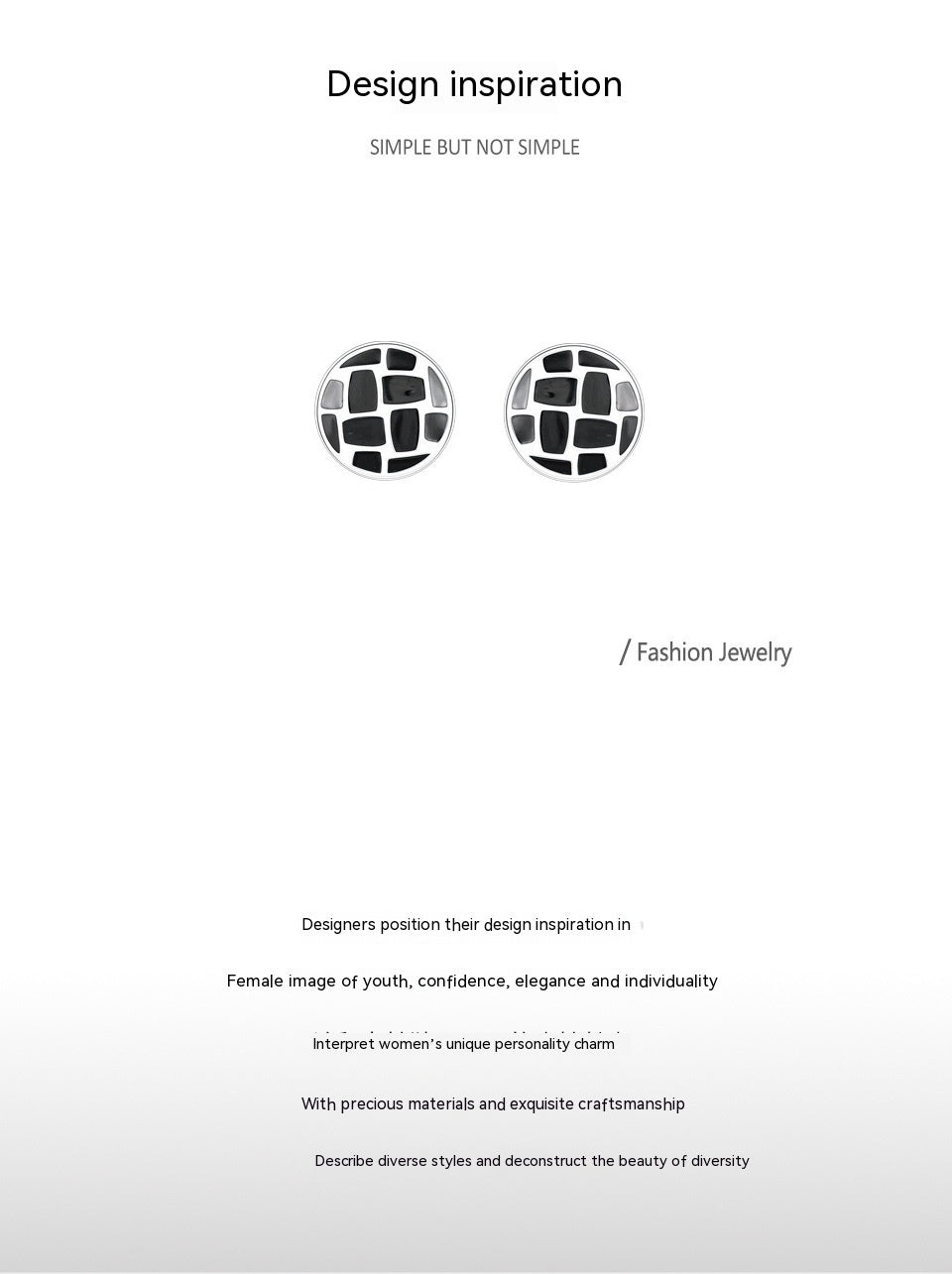 S925 Sterling Silver Round Black Dripping Stud Earrings Women's European And American Style