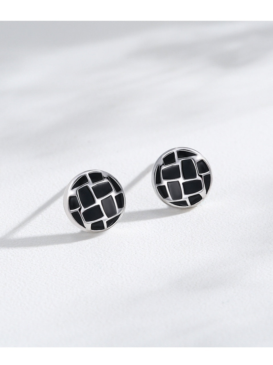 S925 Sterling Silver Round Black Dripping Stud Earrings Women's European And American Style