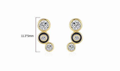 Women's Sterling Silver Black Round Bubble Stud Earrings