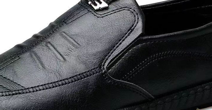 Zapatos de cuero sin cordones para hombre, transpirables y ligeros