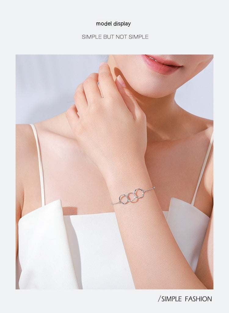 Pulsera de diseño geométrico versátil simple de plata de ley S925