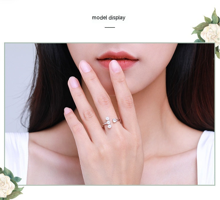 S925 Sterling Silver Adjustable Pearl Ring