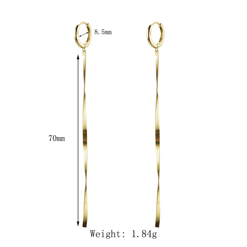 Boucles d'oreilles longues serpent en argent sterling à la mode