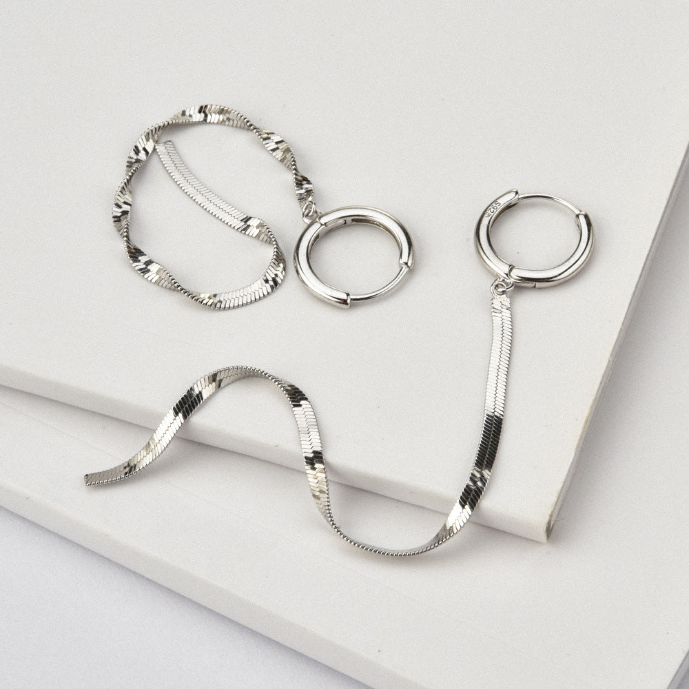 Boucles d'oreilles longues serpent en argent sterling à la mode