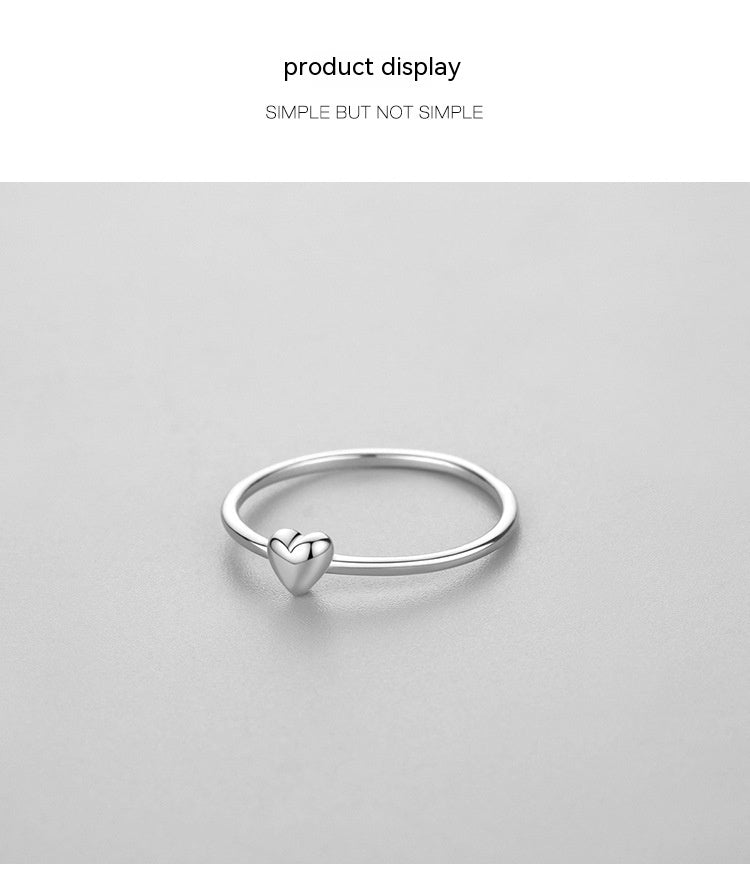 925 Sterling Silver Plain Simple Heart-shaped Ring For Women