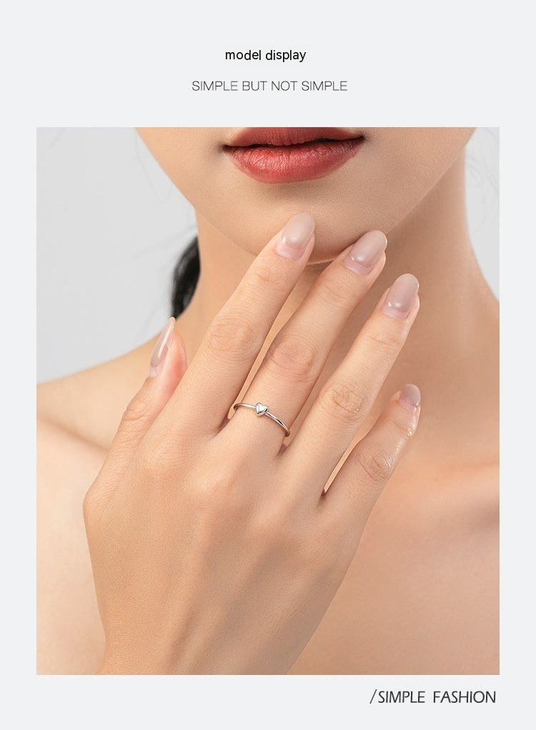 925 Sterling Silver Plain Simple Heart-shaped Ring For Women