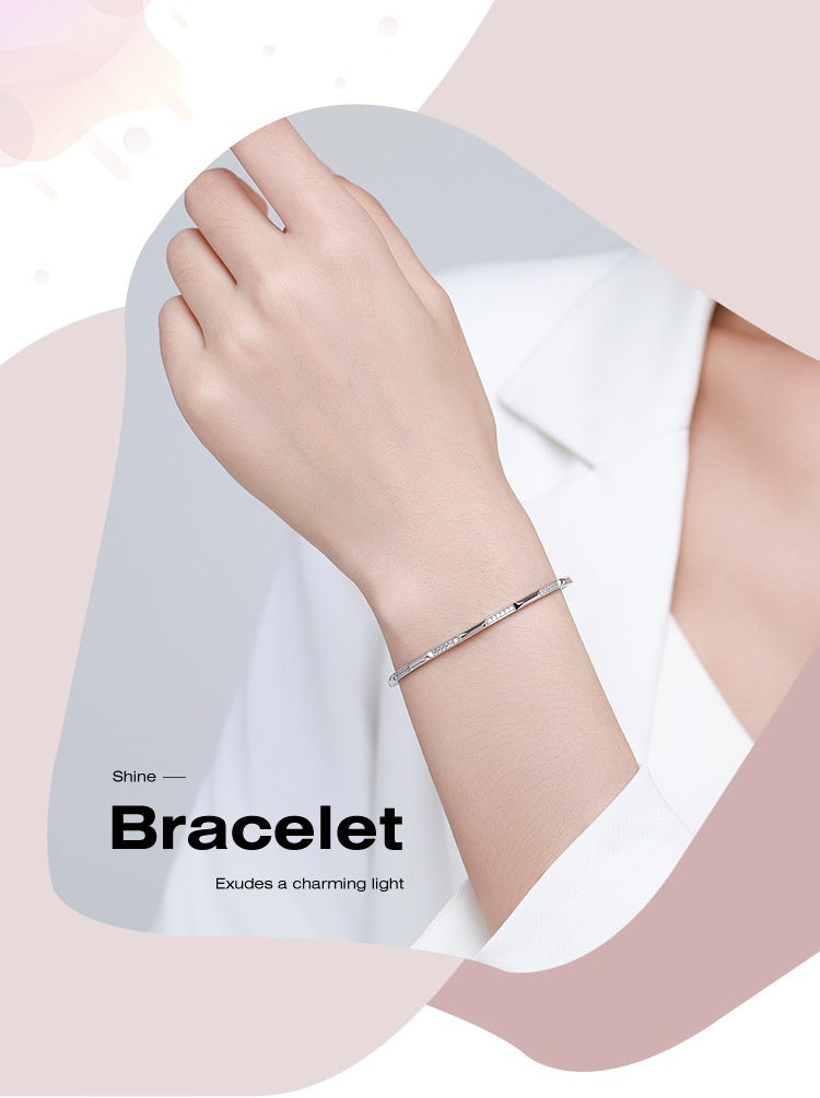 Bracelet en argent S925 pour femmes, Micro-incrusté de style coréen, léger et luxueux