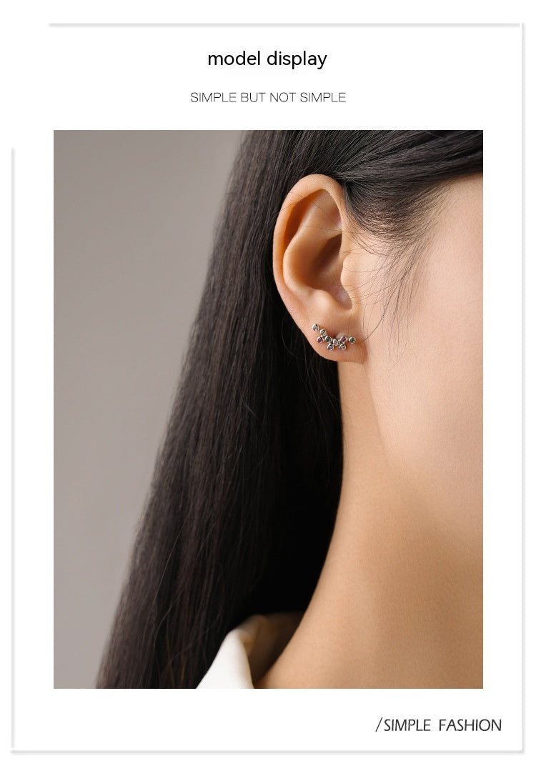 S925 Sterling Silver Rainbow Zircon Small Bubble Stud Earrings