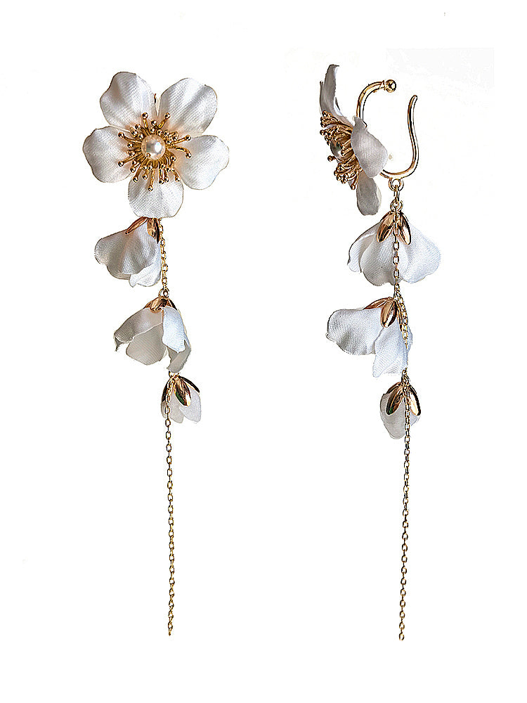Boucles d'oreilles longues fleurs pour mariée