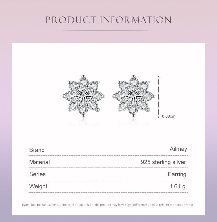 Boucles d'oreilles à tige en forme de fleur en argent sterling S925 pour femmes