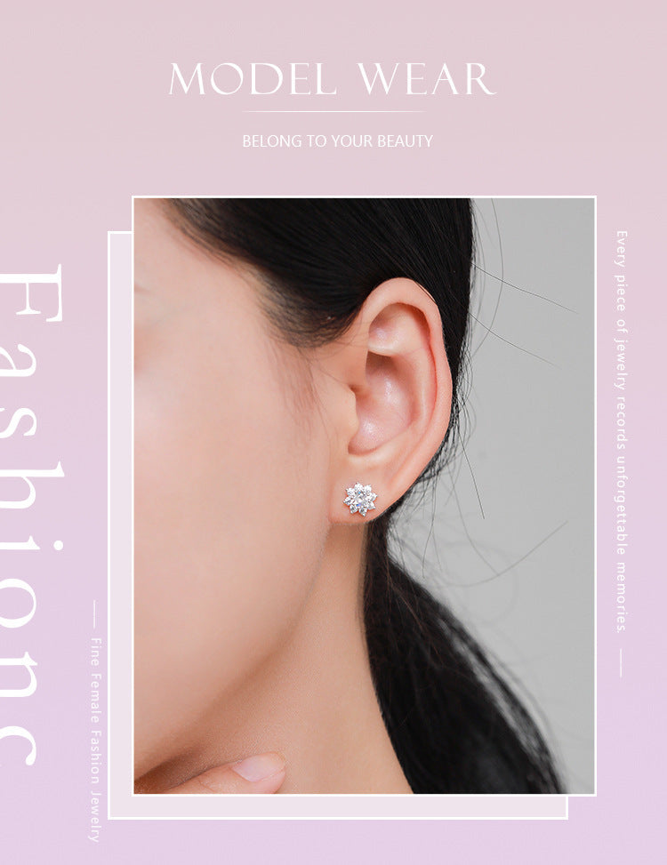 Boucles d'oreilles à tige en forme de fleur en argent sterling S925 pour femmes