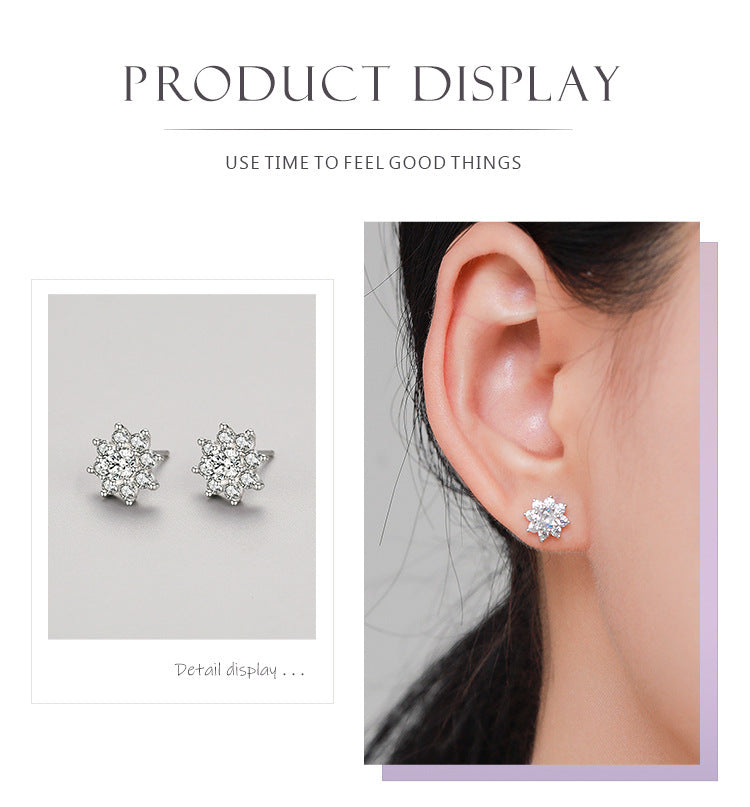 Boucles d'oreilles à tige en forme de fleur en argent sterling S925 pour femmes