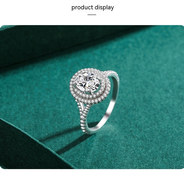 Bague ovale en argent sterling S925 pour femmes