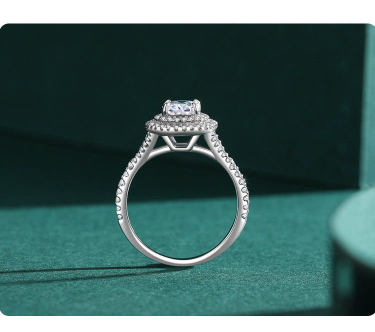 Bague ovale en argent sterling S925 pour femmes