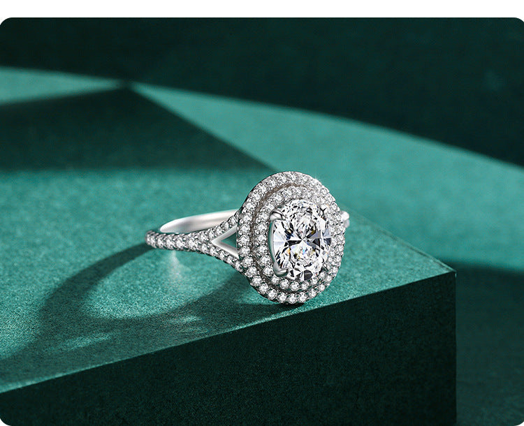 Bague ovale en argent sterling S925 pour femmes