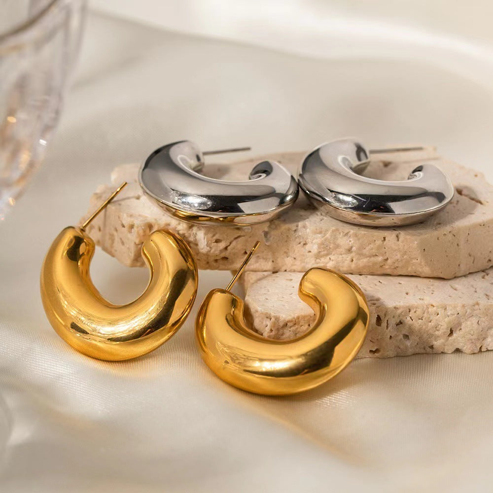 Boucles d'oreilles creuses géométriques en cuivre pour femmes