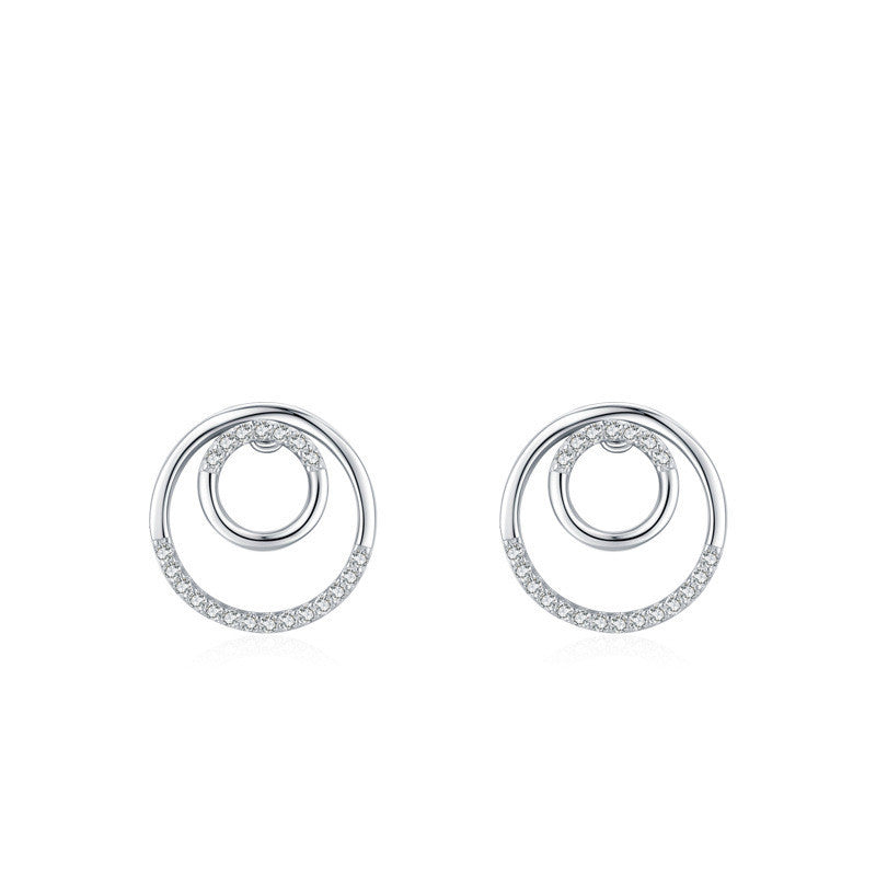 Boucles d'oreilles rondes élégantes en micro strass pour femmes