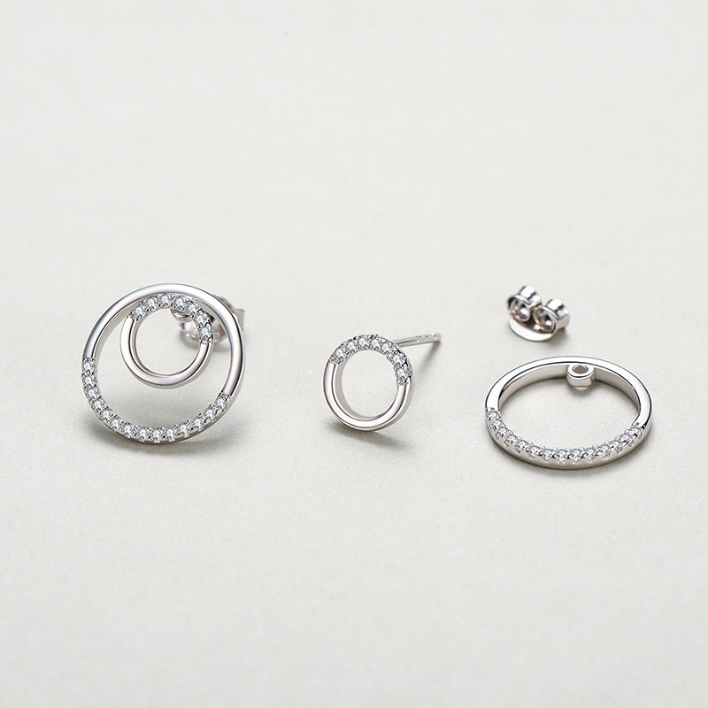 Boucles d'oreilles rondes élégantes en micro strass pour femmes