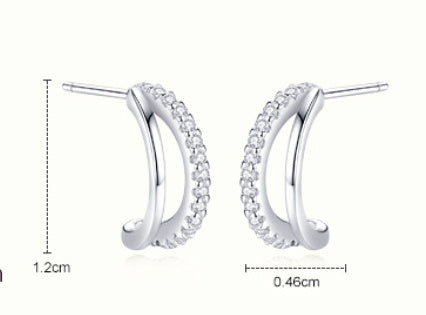 Boucles d'oreilles à tige double couche en forme de C pour femmes