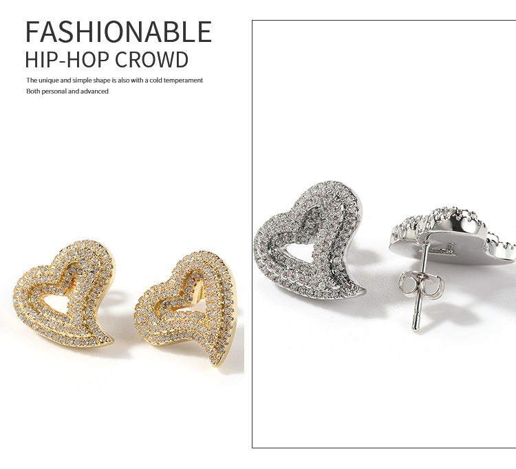 Boucles d'oreilles en Zircon creux, cœur d'amour, Micro-incrusté rétro