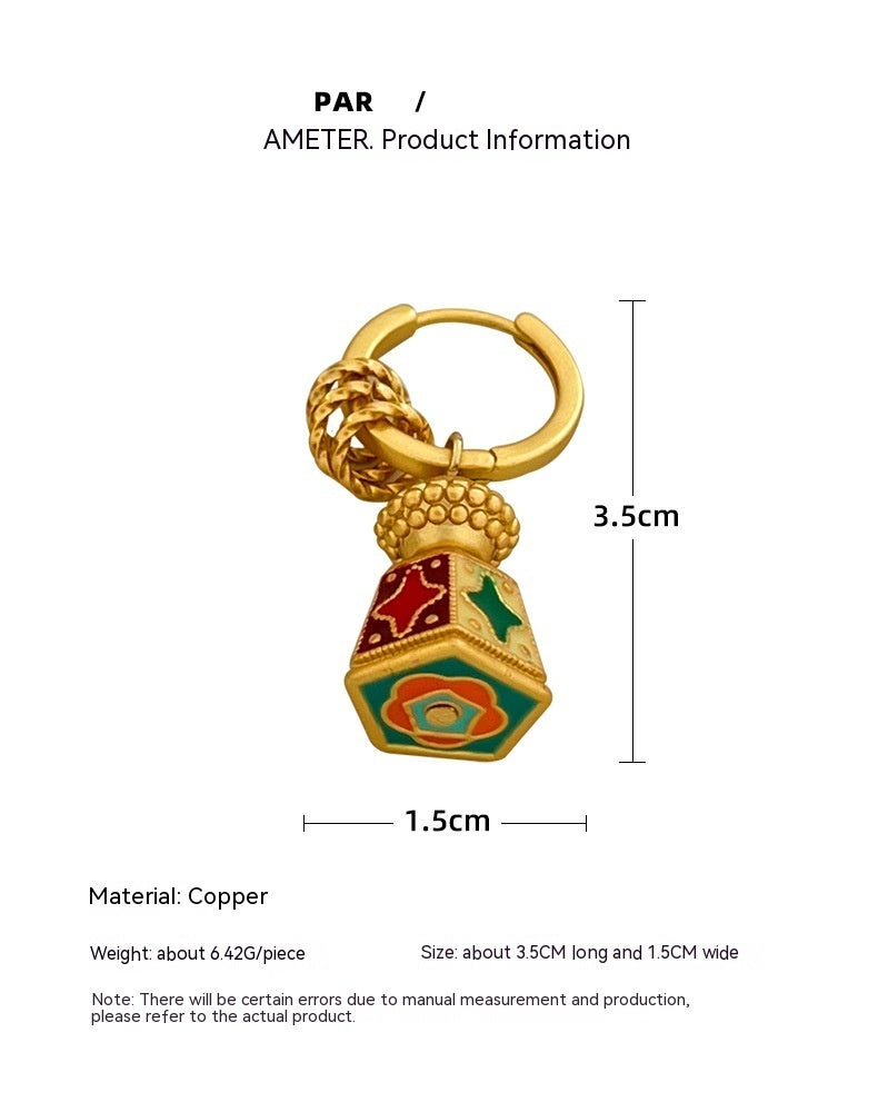 Boucles d'oreilles en émail rétro à la mode pour femmes