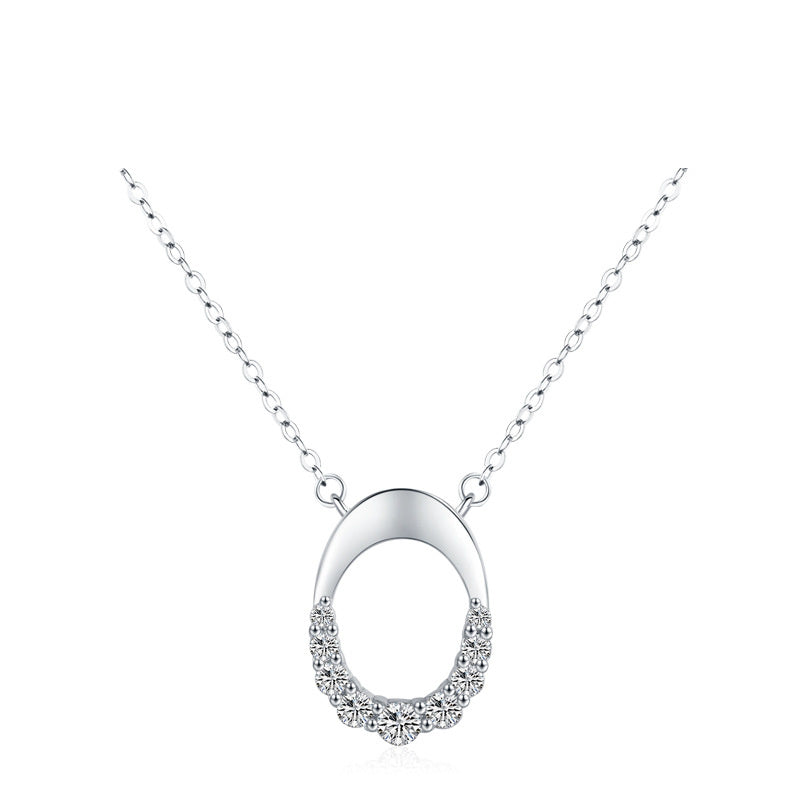 Collier de clavicule en argent sterling 925 avec micro strass de luxe léger pour femme