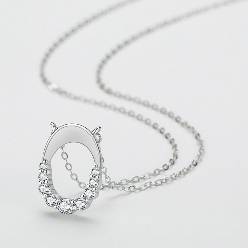 Collier de clavicule en argent sterling 925 avec micro strass de luxe léger pour femme