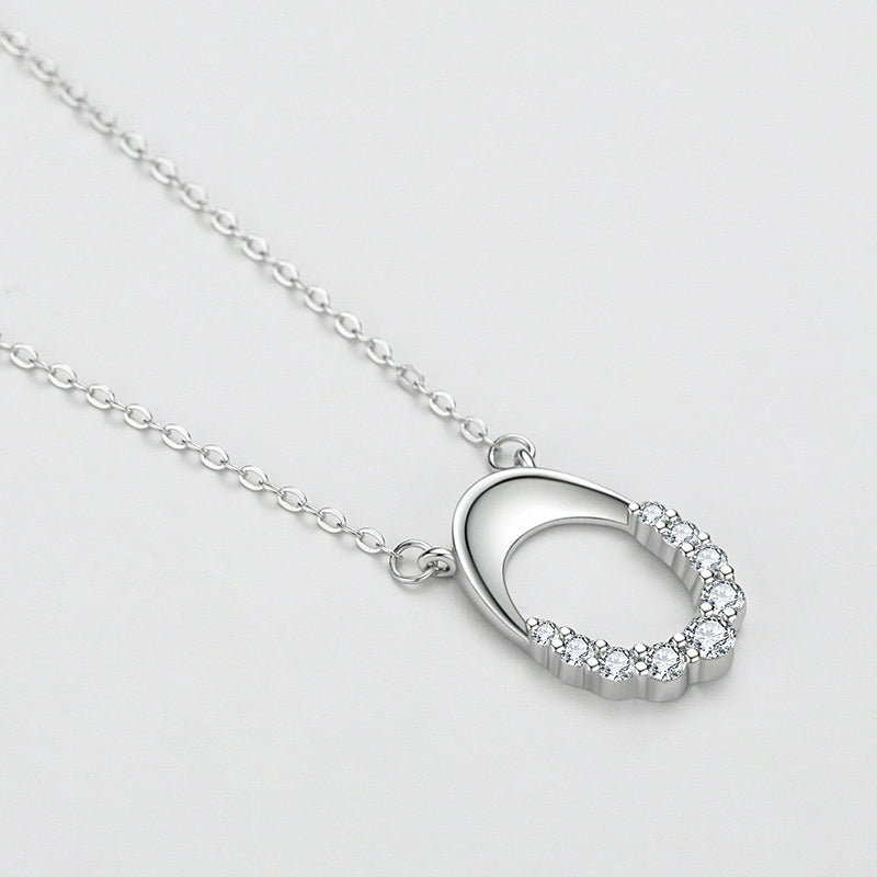 Collier de clavicule en argent sterling 925 avec micro strass de luxe léger pour femme