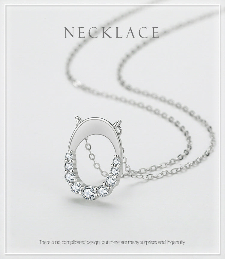 Collier de clavicule en argent sterling 925 avec micro strass de luxe léger pour femme