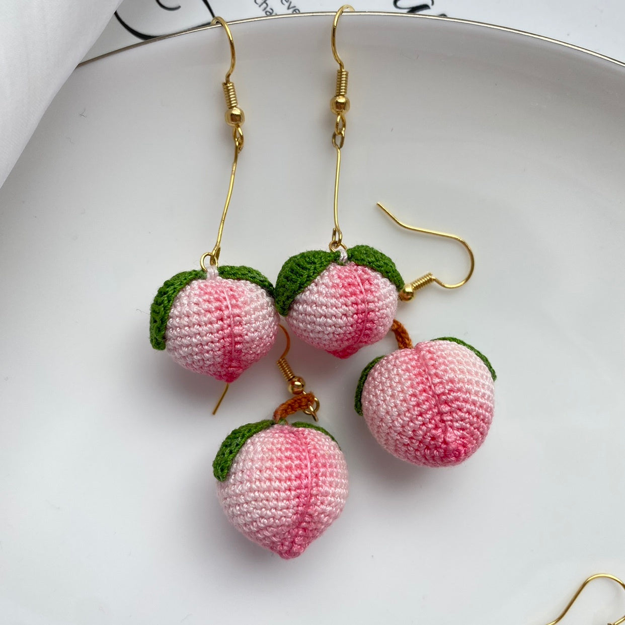 Handmade Cute Peach Sweet Wool Earrings