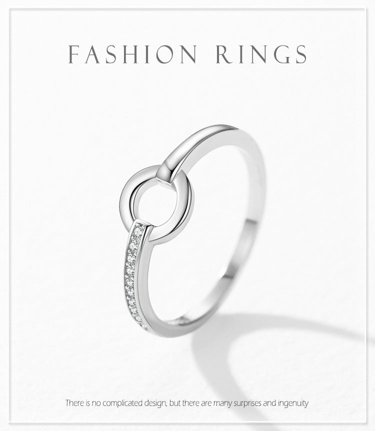 Female S925 Silver Ring Geometric Design Ring Ornament