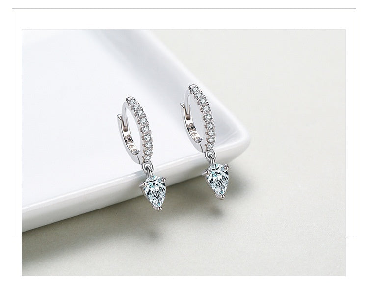 S925 Sterling Silver Stylish Water Drop Artificial Diamond Earrings For Women