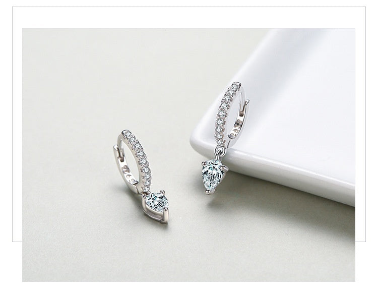 S925 Sterling Silver Stylish Water Drop Artificial Diamond Earrings For Women