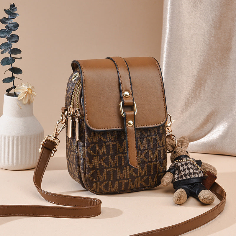 Bolso retro para teléfono móvil tipo mensajero multicapa para mujer