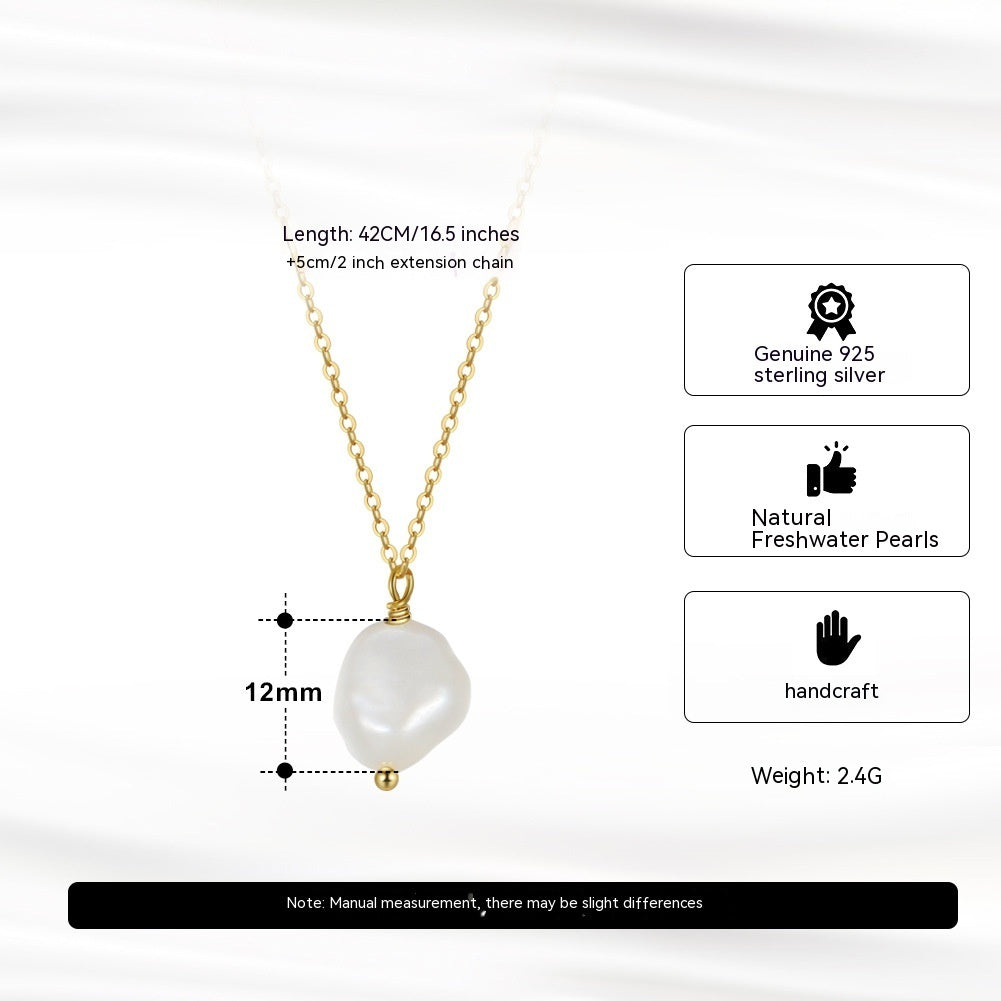 Joyería Collar de perlas naturales de agua dulce de plata esterlina S925