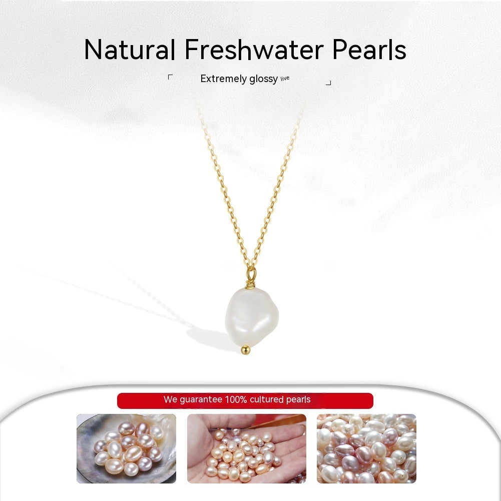Joyería Collar de perlas naturales de agua dulce de plata esterlina S925