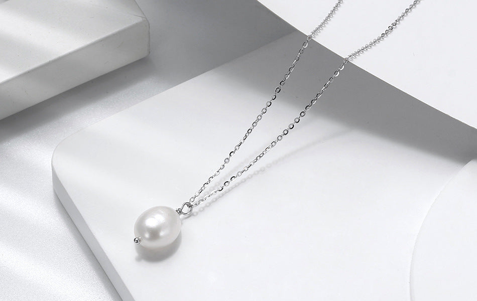 Joyería Collar de perlas naturales de agua dulce de plata esterlina S925