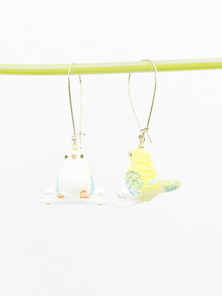 Boucles d'oreilles créatives d'oiseau debout de dessin animé mignon fait maison fait à la main