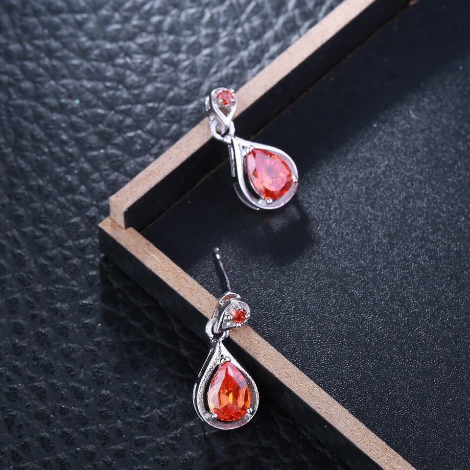Boucles d'oreilles tendance européennes et américaines, boucles d'oreilles en Zircon rouge
