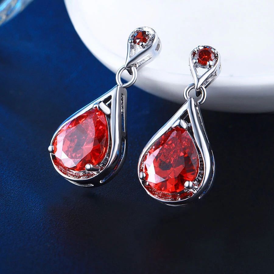Boucles d'oreilles tendance européennes et américaines, boucles d'oreilles en Zircon rouge