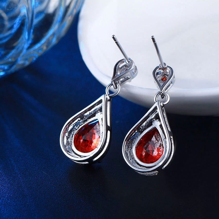 Boucles d'oreilles tendance européennes et américaines, boucles d'oreilles en Zircon rouge