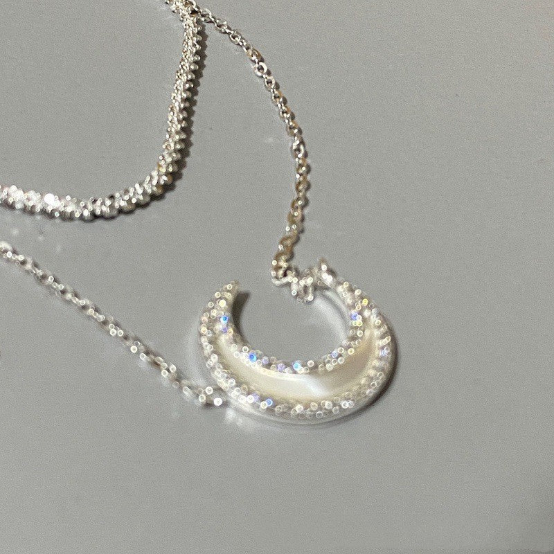 Whole Body 925 Silver Moon Necklace French Entry Lux