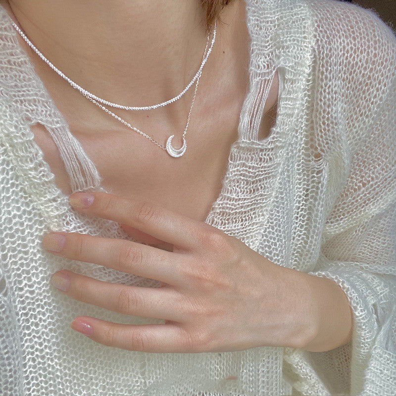 Whole Body 925 Silver Moon Necklace French Entry Lux