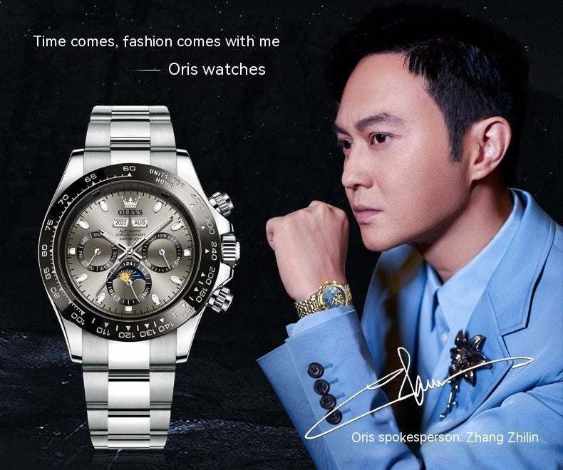 Reloj mecánico automático multifuncional para hombre.