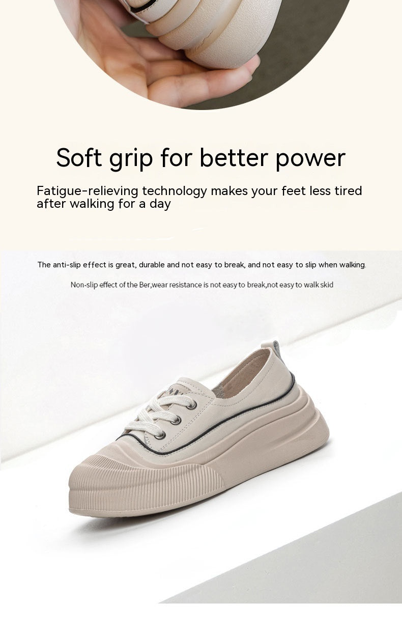 Chaussures blanches en cuir véritable pour femmes, plateforme à lacets de couleur assortie