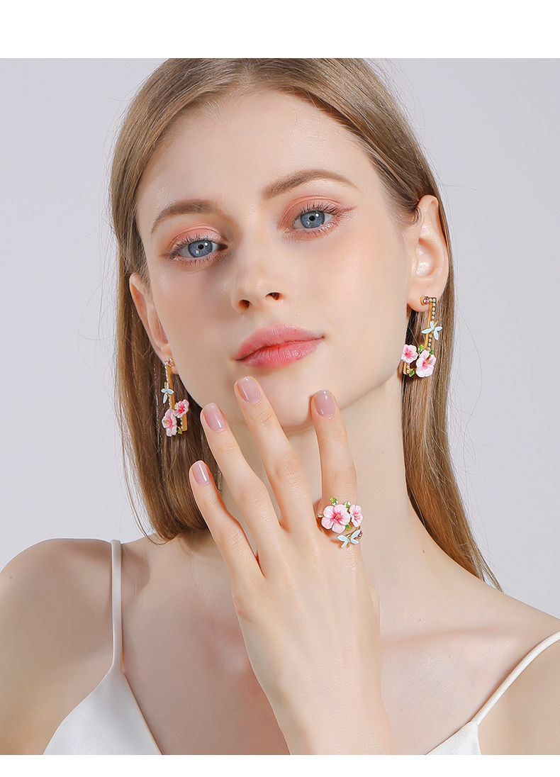 Eternal Love Hibiscus Flower Dragonfly Ring Special-interest Design