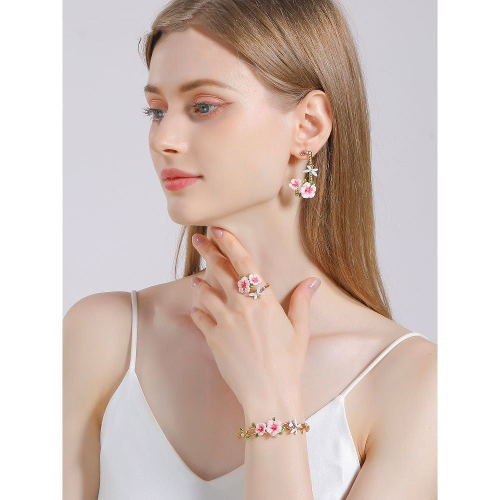 Eternal Love Hibiscus Flower Dragonfly Ring Special-interest Design