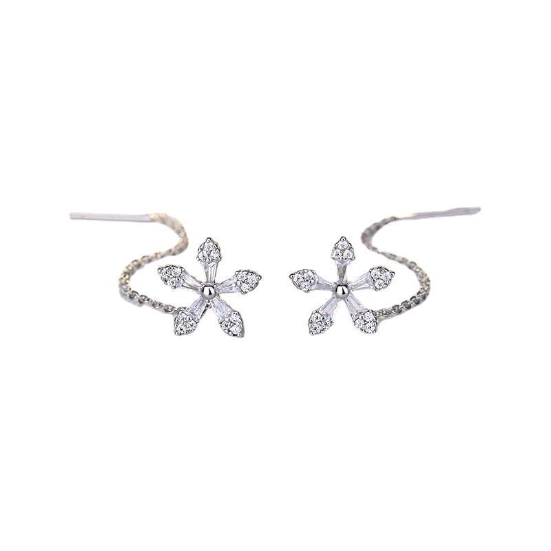 Boucles d'oreilles longues fleur de cristal pour femmes